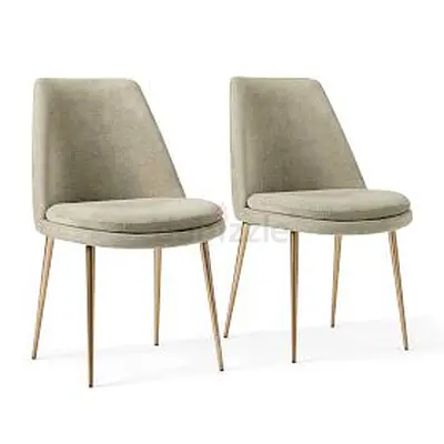 West Elm - 6 X Finley Low-back Upholstered Dining Chair in Light Taupe
with Bronze Legs