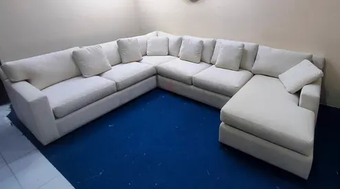 Crate and barrel beige color Ushape sofa for sale
