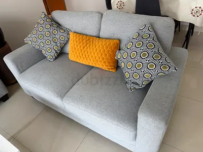 Light Grey 2-Seater Sofa with Cushions - Good Condition