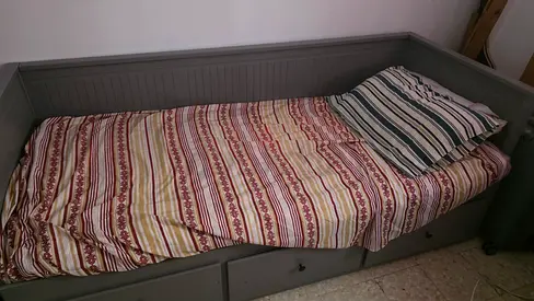 Single daybed with underbed drawers - grey wooden frame , extendable to double bed