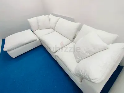 Marina home luscious linen cloud feather 🪶 filled modular sofa with ottoman