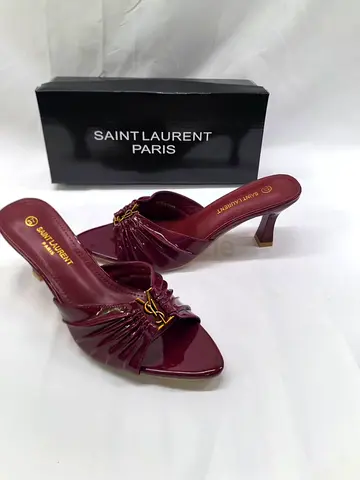 Master copy-YSL Saint Laurent burgundy leather mid-heel mules, all sizes  matching bags availab