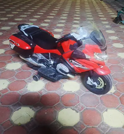 Red Ride-on Electric Kids Motorcycle with Training Wheels