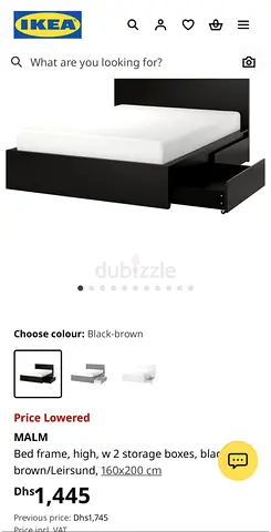 Ikea Malm Queen Bed with 2 drawers
