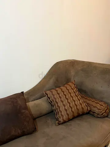 suede-look sofa with cushions - good condition
