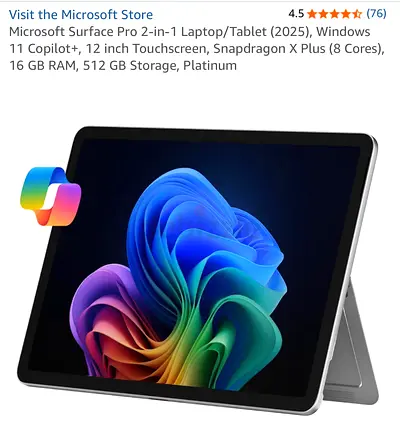 Microsoft Surface Pro (2025) 12-inch Touchscreen - Snapdragon X Plus, 16GB/512GB