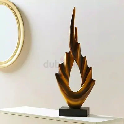 Home centre Modern Brass-Look Decorative Sculpture on Base - 50 cm