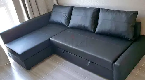 L shape sofa bed with storage black Ikea