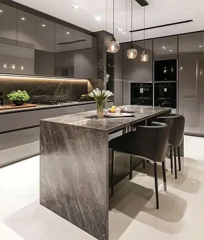Modern Marble Kitchen Island