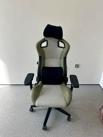 Ergonomic Gaming/Office Chair with Headrest and Lumbar Support - Olive/Beige
