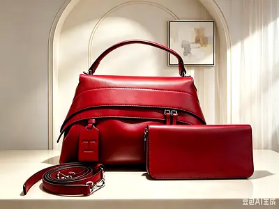 Ginni brand Red Leather Handbag with Matching Wallet and Strap