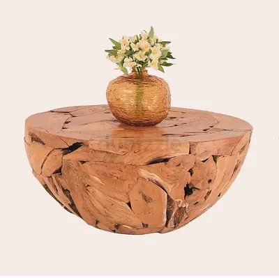 Handcrafted Live Edge Solid Wood Coffee Table - Natural Rustic Design