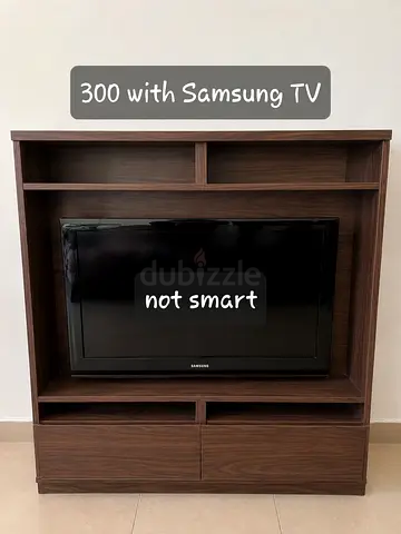 Wheeled Wooden TV Entertainment Unit with Samsung TV - Good Condition