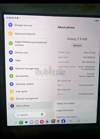 Samsung Galaxy Z Fold6 - Foldable Phone Excellent Condition with 1 year Samsung Warranty.