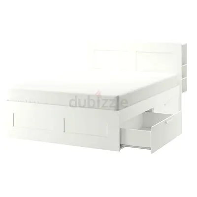 IKEA BRIMNES BED WITH MATTRESS 2pillow
Bed frame w storage and headboard, white/Luröy, 160x200 cm