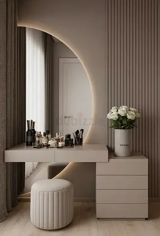 Minimalist Vanity Table with Stool and 3-Drawer Chest