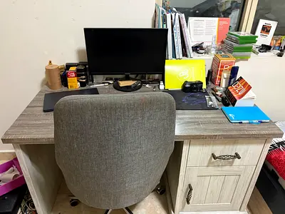 Wooden study desk with storage drawers – good condition
