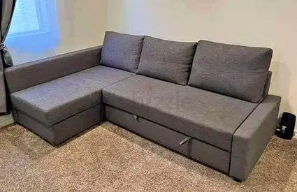 Grey L-Shaped Sectional Sofa Bed with Storage