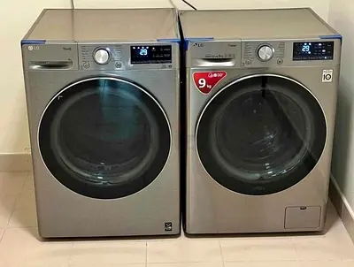 LG Front Load Washer and Dryer Set - 9kg Dryer, Silver, Good Condition
