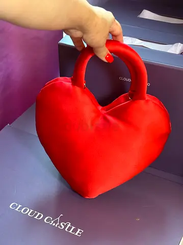Red Satin Heart-Shaped Handbag