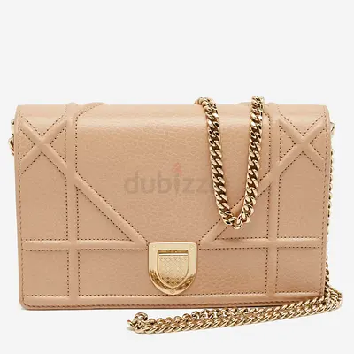 Dior Diorama Beige Cannage Leather Wallet on Chain