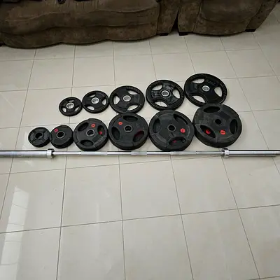 Olympic Bar with weight plates