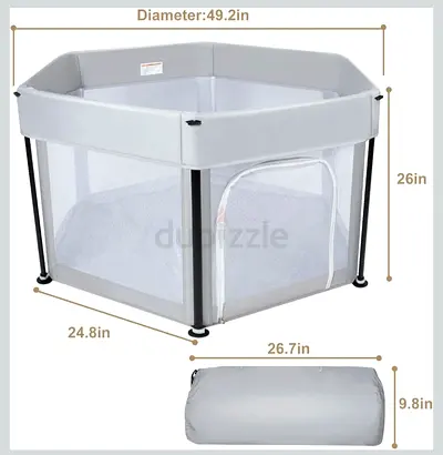 Hexagonal foldable Portable Playpen / Baby Play Yard - Light Grey
