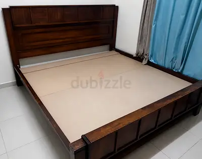 Solid Wood Heavy Duty Double Bed 200x200CM Frame with Headboard - Dark Brown