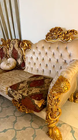 Ornate Classic Gold-Carved 3-Seater Sofa, Excellent Condition-4pcs