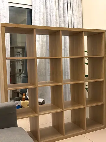 IKEA Kallax-style 4x4 Cube Shelf Room Divider - Light Wood