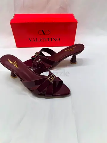 Valentino womens burgundy leather mid-heel mules - size 36 to 42, with box-matching bags available