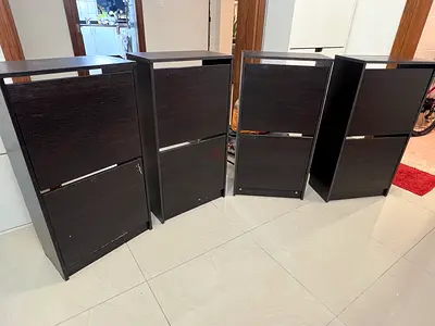 IKEA two-door shoe cabinet in dark brown - good condition