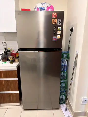 LG top freezer refrigerator - stainless steel finish, good working condition