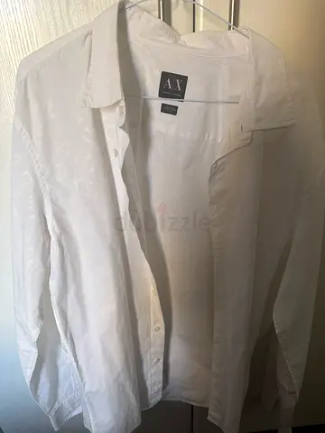 Armani Exchange Mens White Script Graphic Dress Shirt - Size XL