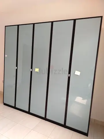IKEA Modern 5‑Door Wardrobe with Frosted Glass Panels