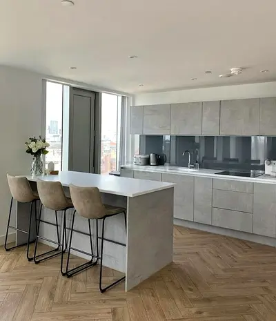 Modern Gray Kitchen Island