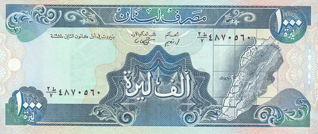 LEBANON 1000 LIVRE BANKNOTE 1988