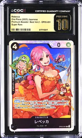One Piece, Rebecca, Japanese, Premium Booster Card, OP05-091, Super Rare, PRISTINE 10