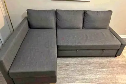 Grey L-Shaped Sectional Sofa Bed