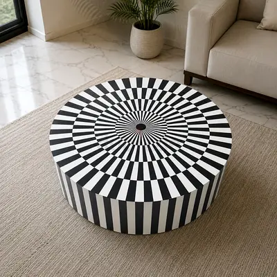 Modern bone inlay Round Coffee Table