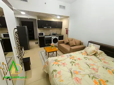 Furnished studio for monthly rent in Al Jurf 2 (Al Yasmeen Towers), next to City Centre Ajman and c