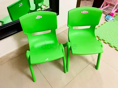 Pair of green childrens plastic activity chairs - good condition suitable for ages upto 8-10