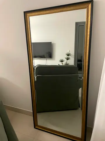 Large Full-Length Decorative Wall Mirror with Gold Trim