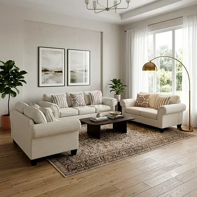 Beige Formal Living Room Sofa Set