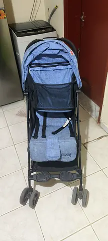 Give away price - negotiable Babyhug Easy Travel Z-Fold Cabinn Stroller – Lightweigh Blue.