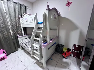 White Lilac Princess Bunk Bed for Kids - Solid Wooden, Good Condition