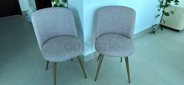 Modern Upholstered Dining Chair with Gold Legs - Light Pink