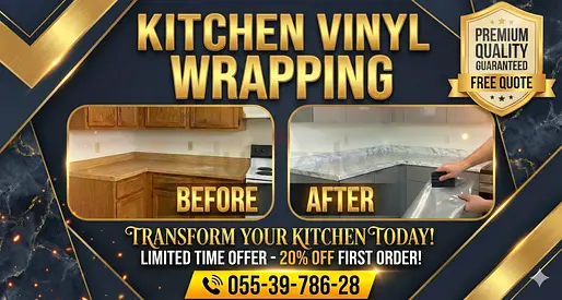 Kitchen Vinyl Wrapping Service - Transform Cabinets (Discount First Order)
