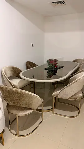 Living room set with 6 seater dining table