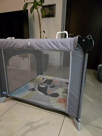 Portable Baby Playpen / Playard - Light Grey, Good Condition